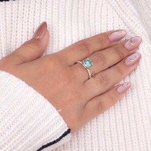 Fancy Circlular R Buy 2CT Round Fancy Greenish Blue Hidden Halo Moissanite Engagement ...