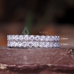 2.00/2.10MM Round Cut Moissanite Wedding Band, 14K White Gold Engagement Band, U Prong Full Eternity Matching Band For Bridal, Stacking Ring