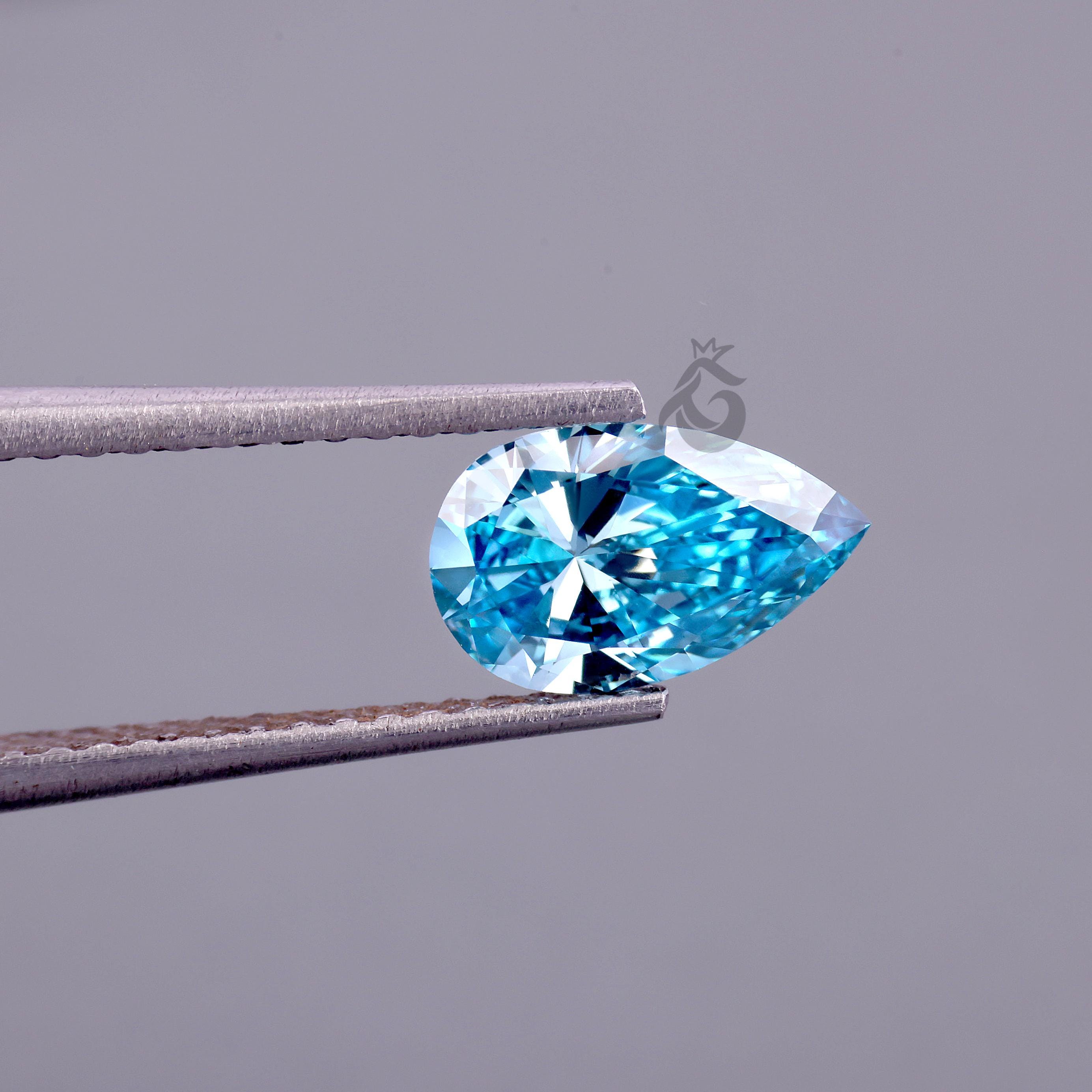 2.10CT Pear Cut Lab Grown Diamond,igi Certified Fancy Vivid Blue