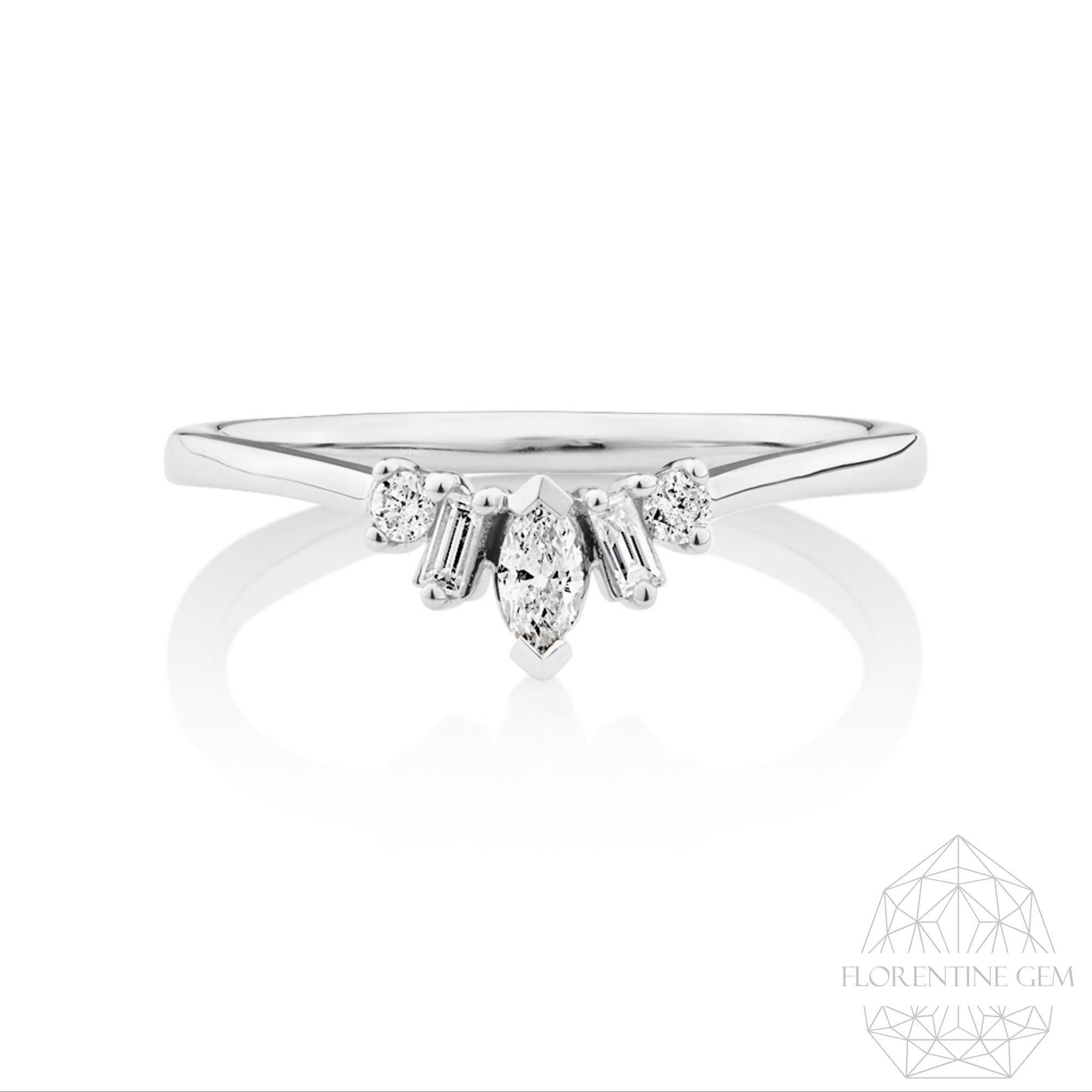 Diamond Tiara Wedding Band Curved Wedding Band Lab diamond Etsy