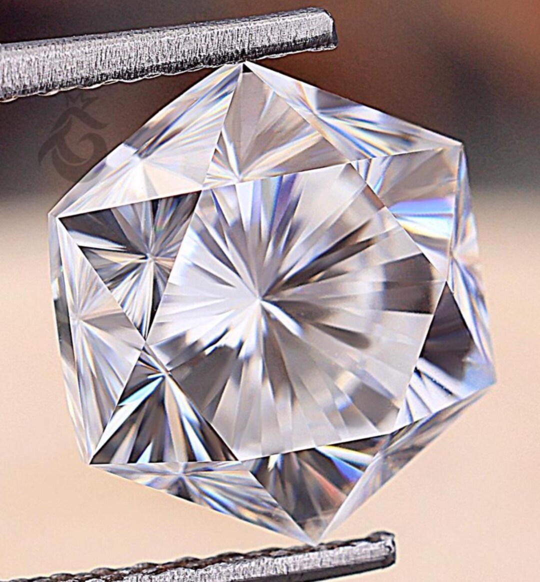 Shape Base Colrless White Colorless Fanatsy Cut Hexagons Shape FL Clarity Moissanite Loose ...