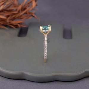 Fancy Circlular R Buy 2CT Round Fancy Greenish Blue Hidden Halo Moissanite Engagement ...