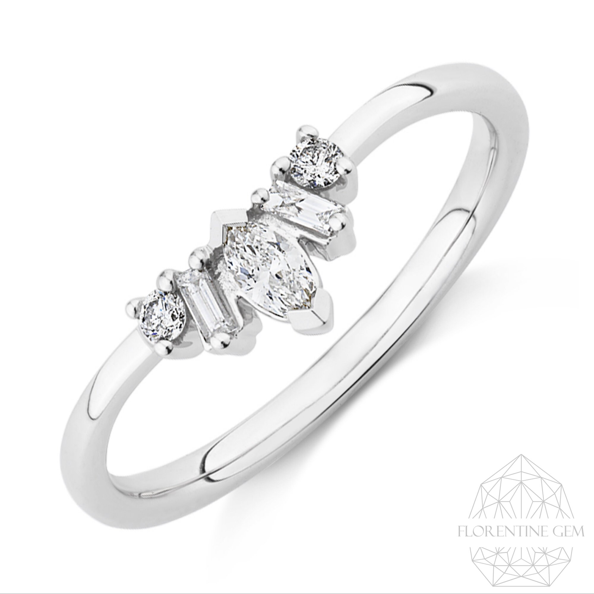 Diamond Tiara Wedding Band Curved Wedding Band Lab diamond Etsy