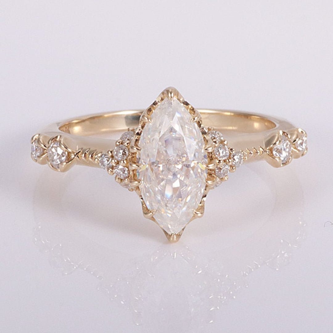 Vintage Marquise Moissanite Engagement Ring,3ctw Art Deco