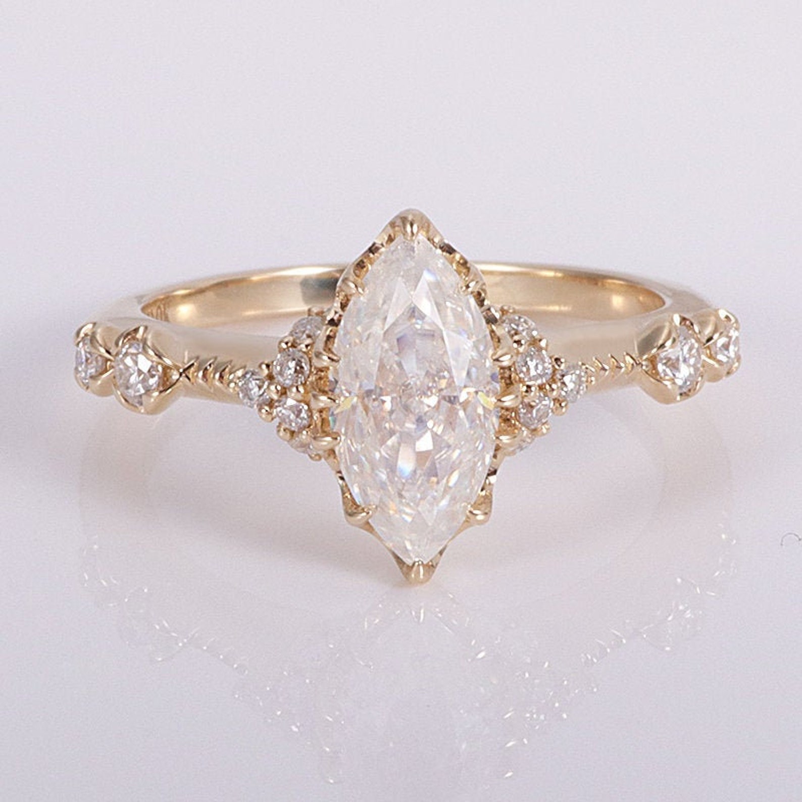 Vintage Marquise Moissanite Engagement Ring2ct Art Deco Etsy