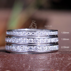Full Eternity Round Cut Colorless Moissanite wedding Band,verious mm size Channel Set Moissanite ring,14K Stacking Band for Bridal Ring Set