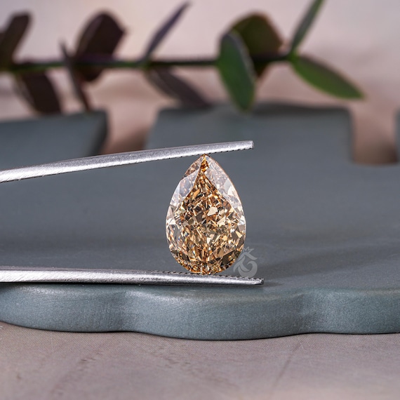 Fancy Deep Yellow Pear Diamond,7.93 CT Pear Cut Yellow Lab Grown Diamond for Anniversary/Birthday Gift,Teardrop Diamond for Engagement Ring