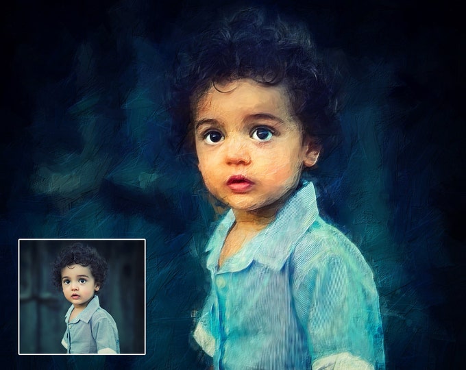 Portrait  Painting from Photo, Custom Portrait from Photo, Personalized Gift Wall Art,  Digital Painting Printed On Canvas Ready To Hang