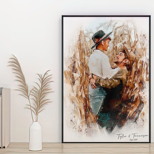 Portrait from Photo, Custom Water Color Painting from Photo, Personalized Wedding Gift Ideas, Digital Print, Custom Couple Portrait