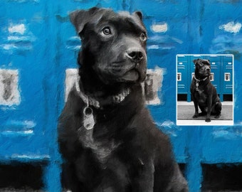 Pet Painting from your Photo, Pet Painting Memorial Gift, Dog Portrait, Digital Painting Printed On Canvas Ready to Hang, Dog Painting