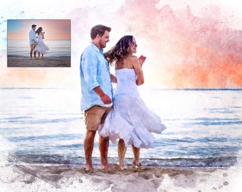 Custom Watercolor Portrait from Photo/ Personalized Watercolor Painting/ Painting from Photo/ Custom Watercolor Prints/ Couple Wedding Gift