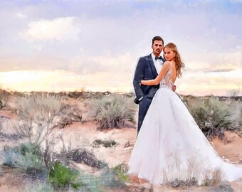 Custom Wedding Painting from Photo, Personalized Gift for Couple Anniversary, Digital Oil Painting On Canvas Ready to Hang, Wedding Gift