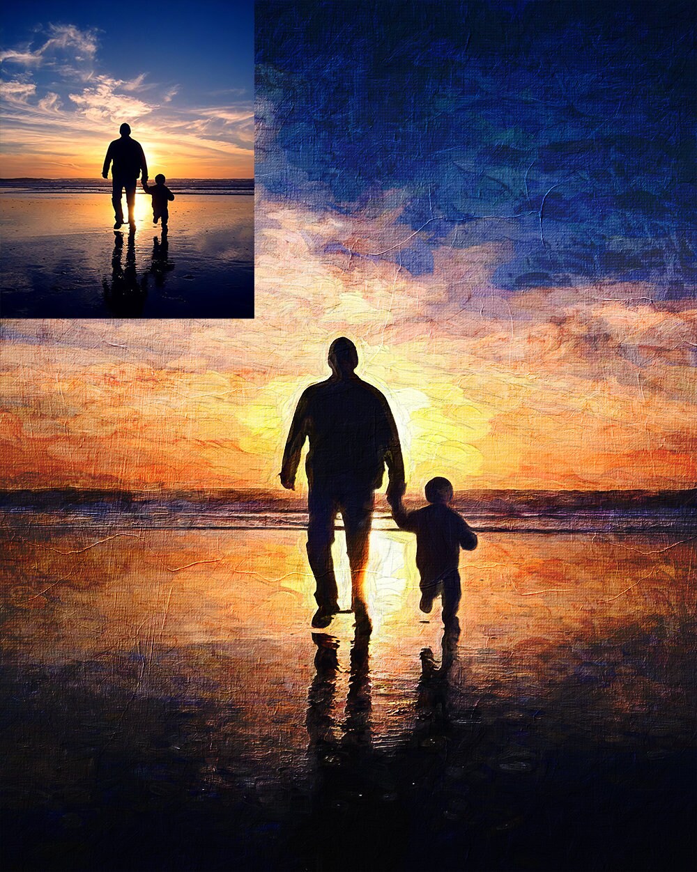 Custom Oil Painting Style Fathers Day Giftd From Baby Etsy