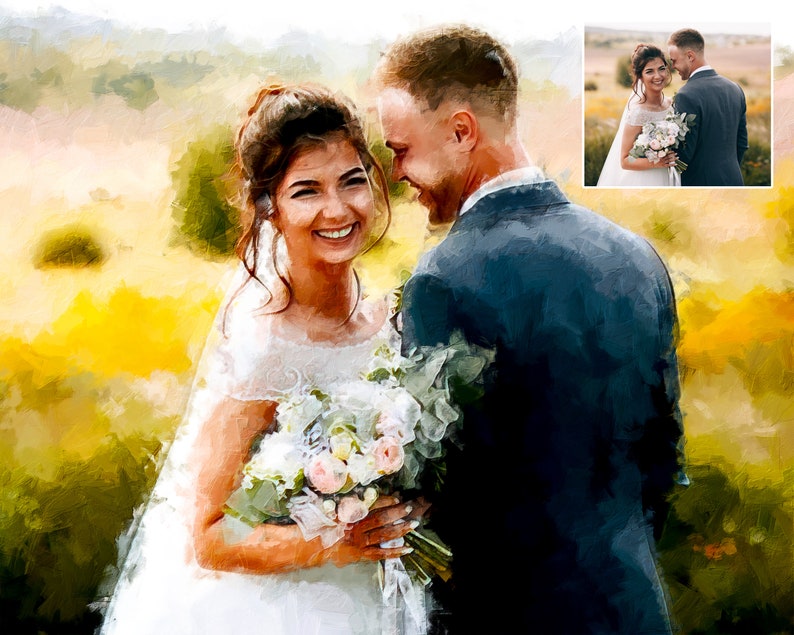 Custom Portrait Painting from your Photo,Personalized Family Painting Canvas,Custom Couple Portrait,Digital Print on Canvas Ready to Hang image 5