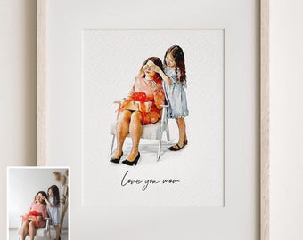 Custom Watercolor Portrait, Pet Portraits from Photo, Personalized Watercolor Family Portrait Printed on Canvas, Personalized Gifts