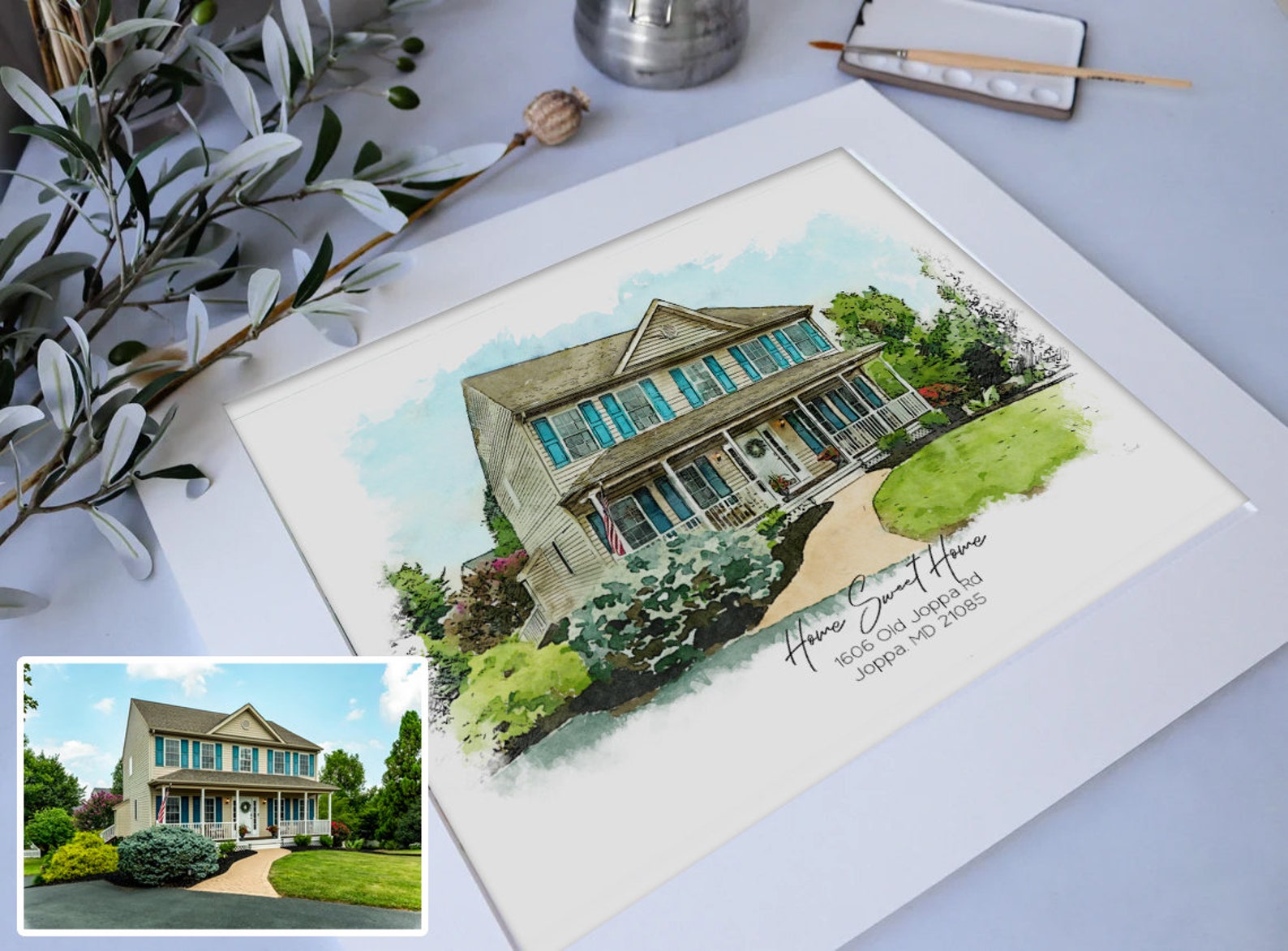 Custom House Portrait From Photo, Watercolor House Painting ...