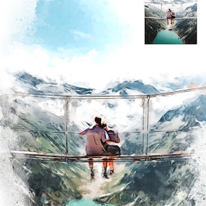 Custom Water Color Painting from Photo, Digital Watercolor Painting Printed on Canvas, Couple Portrait Prints, Wedding Photo in Watercolor