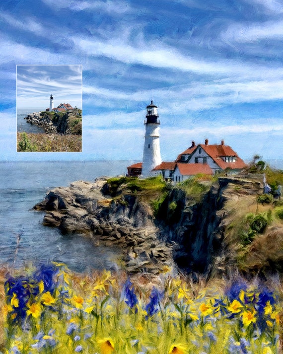 Custom Landscape Painting From Photo, Landscape Art Print, Personalized Wall Art Gift, Digital Painting Printed On Canvas Ready to Hang