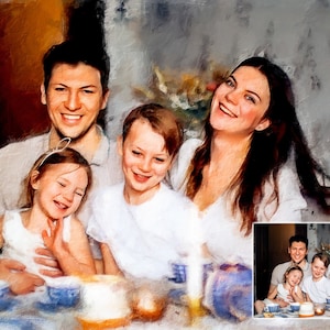 Custom Family Painting from your Photo, Pet Portrait from Photo, Custom Painting from Photo Landscape, Digital Painting Printed On Canvas