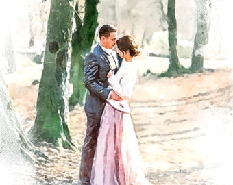 WaterColor Painting from Photo, Personalized Wedding Gift for Him/Her,Custom Painting from Photo Printed on Paper or Canvas Wrap, Watercolor