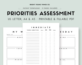 Priority Planner, Productiviteitsplanner, Thuiswerken, A5 Planner Inserts Printable, Digital Download, Instant Download, Priority Worksheet