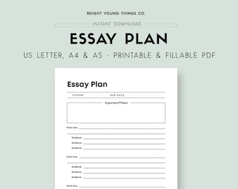 Essay Template, Essay Planner, Printable Essay Planner, Student Printable, Printable Student Planners, Essay Planning, Writing Planner