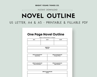 Novel Writing Sheets, Novel Writing Template, Novel Outline Template, Printable Novel Outline Template, Writing Resources, Novel Outline PDF