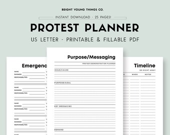 Printable Protest Planner, Protest Plan, Social Justice Protest, Protest Planner Printable, Protest Planning Workbook, Protest Workbook