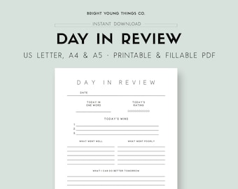 Daily Reflection Journal Printable, Daily Reflection Printable, Self Reflection Journal, Self Reflection Worksheets, Reflective Journal