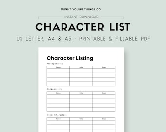 Character Tracker Printable, Novel Writing Worksheets, Novel Writing Templates, Printable Writing Worksheets, Author Worksheets Printable