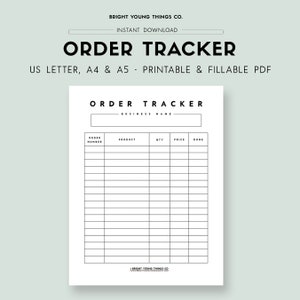 Rastreador de pedidos imprimible, Formulario de seguimiento de pedidos, Rastreador de pedidos para pequeñas empresas, Rastreador de ventas, Imprimible para pequeñas empresas, PDF, A4, A5, Carta