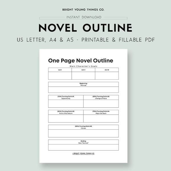 Novel Writing Sheets, Novel Writing Template, Novel Outline Template, Printable Novel Outline Template, Writing Resources, Novel Outline PDF