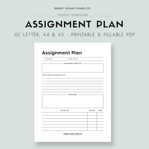 Student Assignment Planner, Printable Assignment Planner Worksheet, Student Resources, College Student Printable, Student Assignment Planner