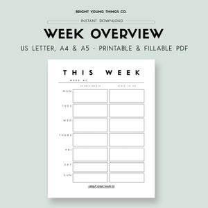 May include: Printable weekly planner with sections for appointments and to-do lists. The planner is divided into days of the week, Monday through Sunday. The text "This Week" is at the top of the planner.
