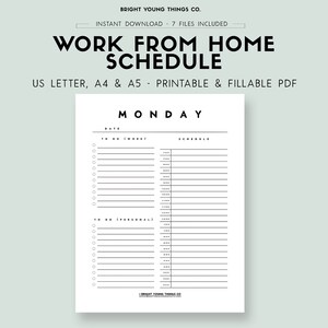Work from Home Planner Printable, Personal Daily Planner, Productivity Planner, Daily Hourly Planner, Undated Minimalist Planner, A4/A5