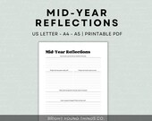 Mid-Year Reflection Review Worksheet, Personal Growth Worksheet, Progress Evaluation Printable, Goal Assessment Printable, Mindfulness PDF