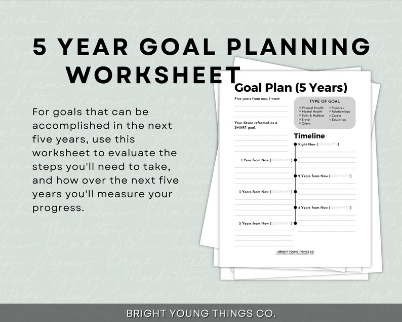 Goal Planning Worksheet Printable, Life Plan Worksheet Printable, SMART ...