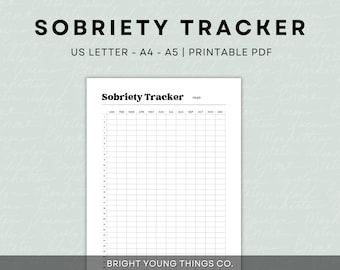 Simple Sobriety Tracker, Printable Sobriety Tracker, Habit Tracker, Sobriety Journey, Sobriety Worksheet, Sobriety Calendar, Recovery PDF