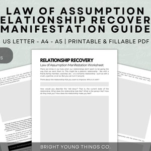 Manifestation Worksheets for Relationship Repair, Law of Assumption Printable Worksheets, Self Concept Printables, Manifest Love Worksheets