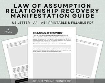 Manifestation Worksheets for Relationship Repair, Law of Assumption Printable Worksheets, Self Concept Printables, Manifest Love Worksheets