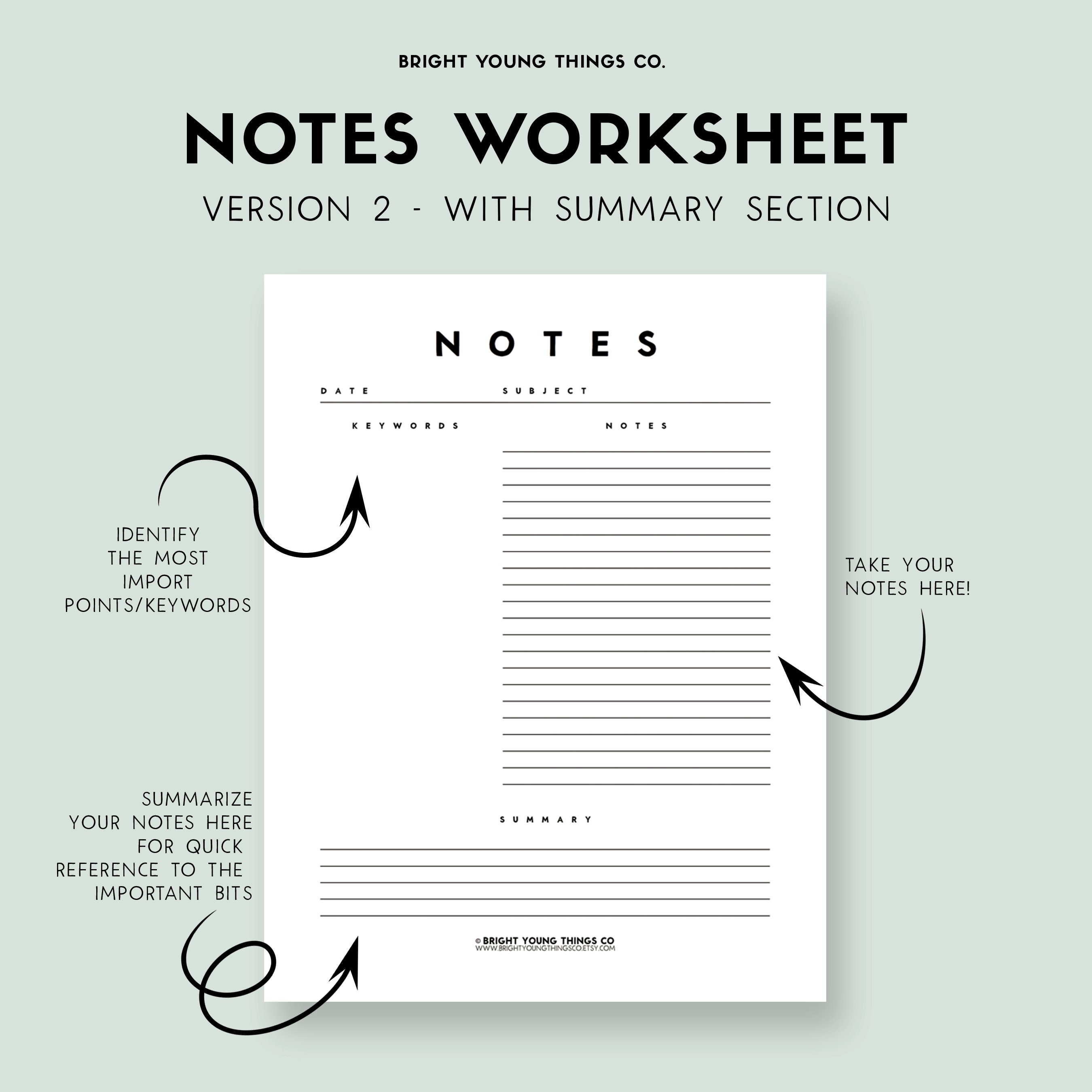 Note Template Printable Note Taking Template Printable Note - Etsy
