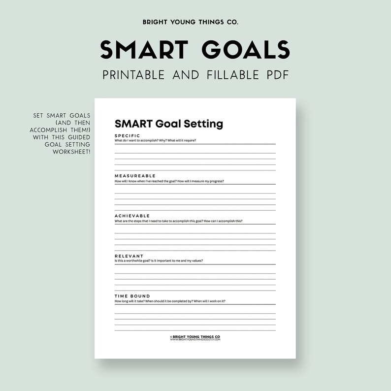 SMART Goals Planner, SMART Goals Planner Printable, SMART Goals ...