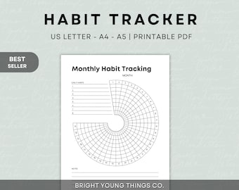 Tracker abitudini stampabile, PDF tracker abitudini, Tracker abitudini mensile, Tracker routine, Modello tracker abitudini, A4/A5/Lettera, Download istantaneo