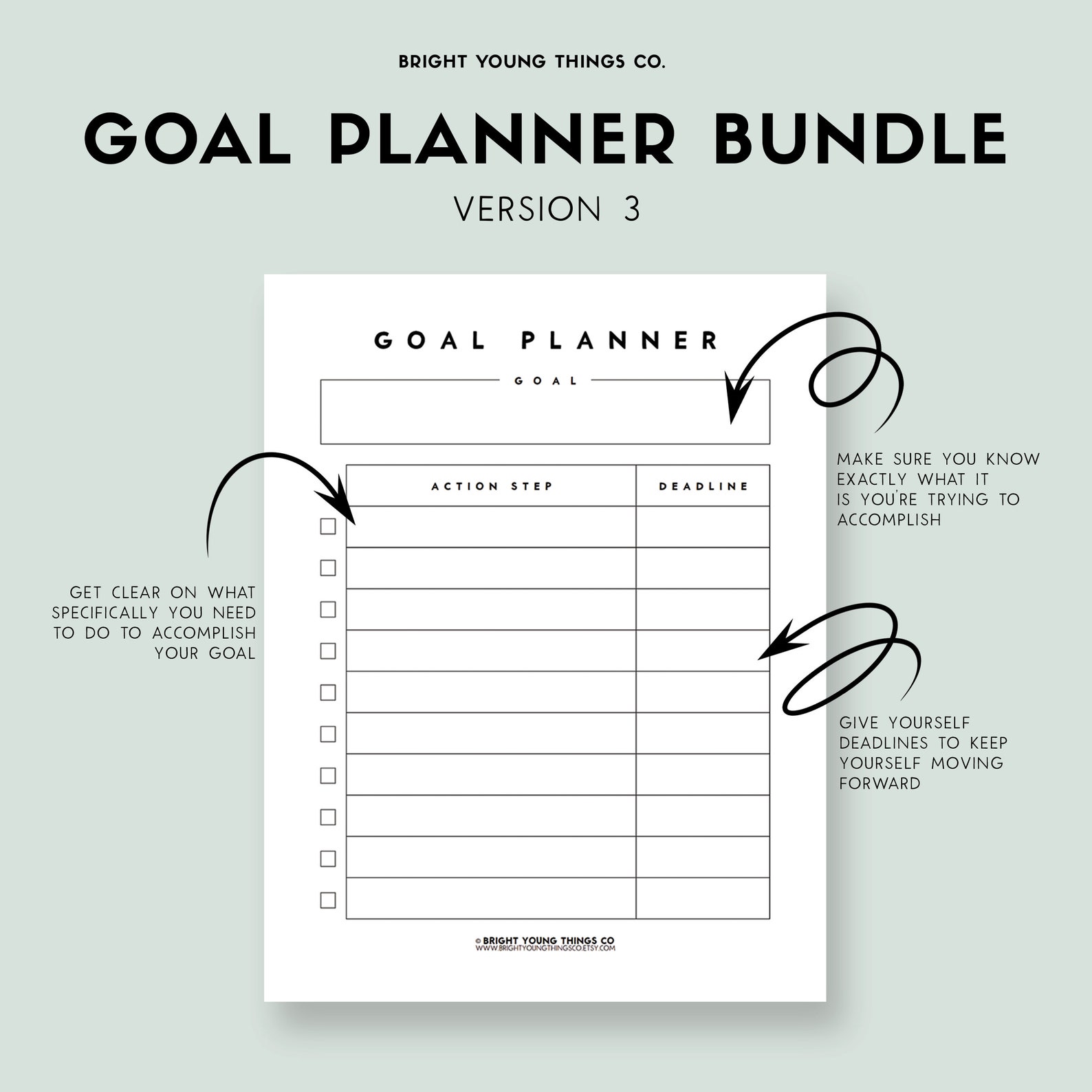 Printable Goal Planner Bundle, Goal Planner Printable, Goal Planner ...