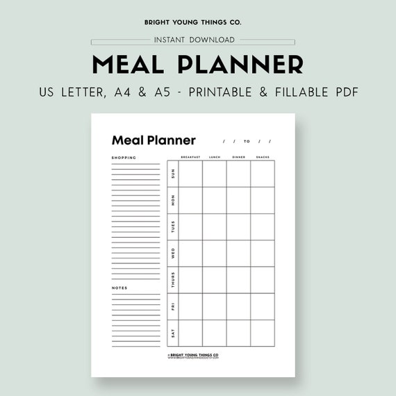 Printable Meal Plan Printable Meal Planner Meal Plan - Etsy
