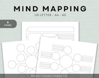 Mind Mapping Template, Printable Mind Map Planners, Mind Map Template, Printable Mind Map Templates, Brainstorm Map, Action Plan, Idea Map