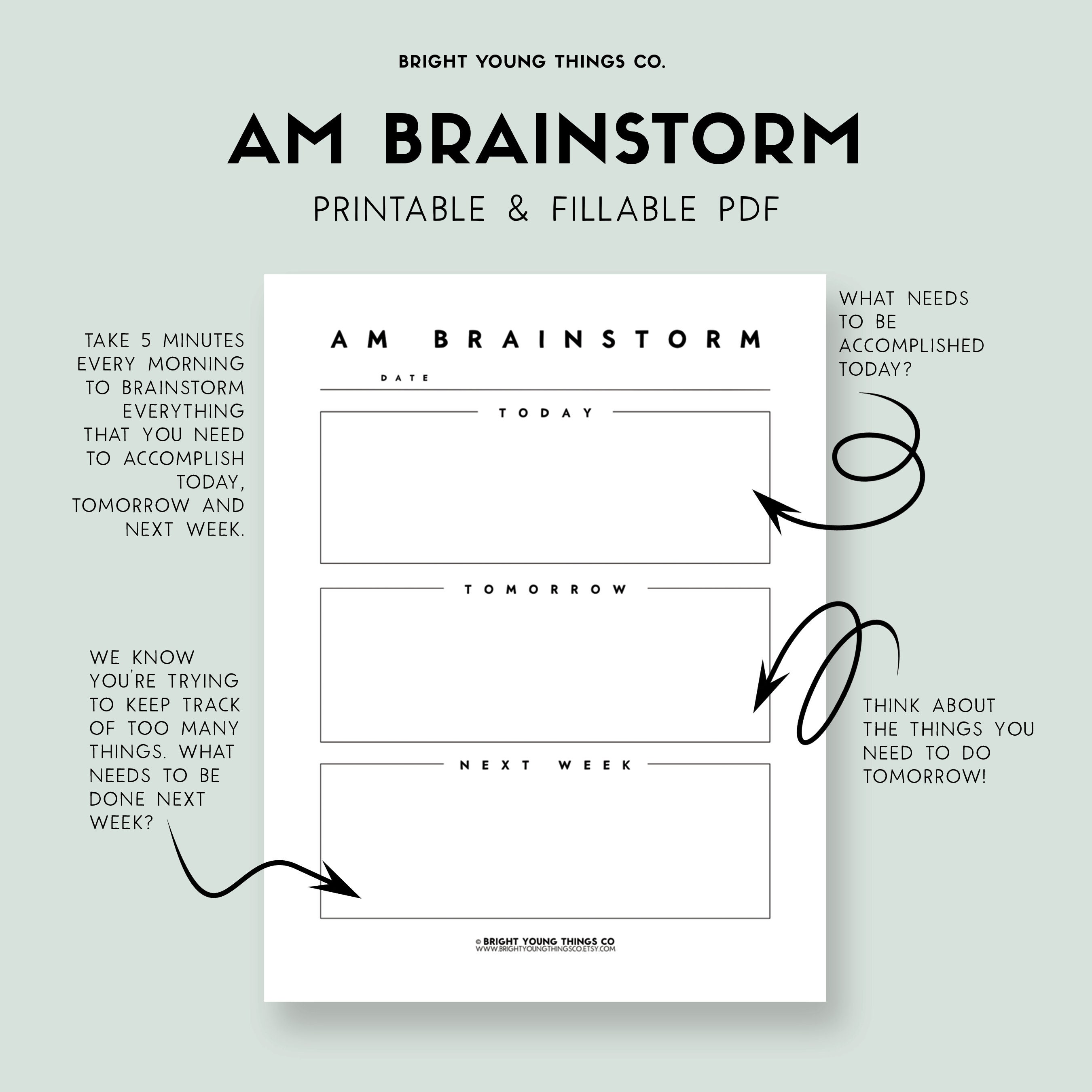 Brainstorm Worksheet, Brainstorm for Productivity, Brainstorm PDF ...