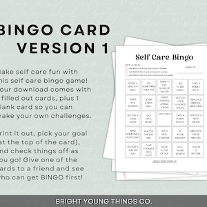 Pu&ograve; includere: Una scheda di bingo per l'auto-cura stampabile con un design in bianco e nero. La scheda ha un titolo che dice "Self Care Bingo" e include un elenco di attivit&agrave; da svolgere, come "Cucinare un pasto sano", "Fare qualcosa di creativo", "Bere un bicchiere pieno d'acqua", "Andare a letto presto", "Fare un bagno con le bolle", "Scrivere su un diario", "Imparare una nuova abilit&agrave;", "Scrivere affermazioni positive", "Guardare il tuo programma preferito", "Praticare la respirazione consapevole", "Fare una lunga passeggiata", "Fare un picnic", "Scrivere uno", "Scattare una foto divertente", "Guardare un nuovo film", "Inviare una cartolina a qualcuno", "Guardare l'alba", "Provare un nuovo esercizio", "Sedere alla luce del sole", "Meditare per 15 minuti", "Fare jogging", "Andare a un appuntamento con te stesso", "Bere una tazza di t&egrave;", "Fare un cruciverba", "Colorare un'immagine".