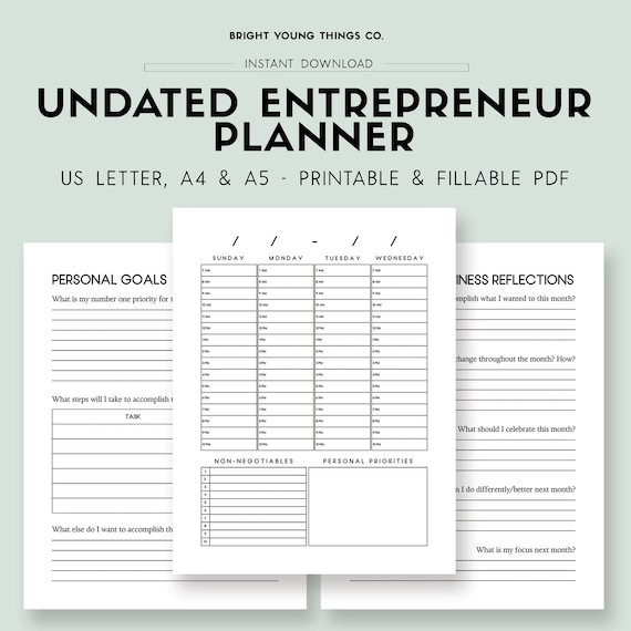 Entrepreneur Planner Printable, Side Hustle Planner, Work Life Balance Printable, Printable Monthly Planner, Printable Weekly Planner