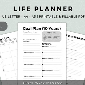 Goal Planning Worksheet Printable, Life Plan Worksheet Printable, SMART Goals Worksheet Printable, Printable Goal Planning Journal Inserts
